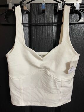 Abercrombie & Fitch White Cropped Tank Top